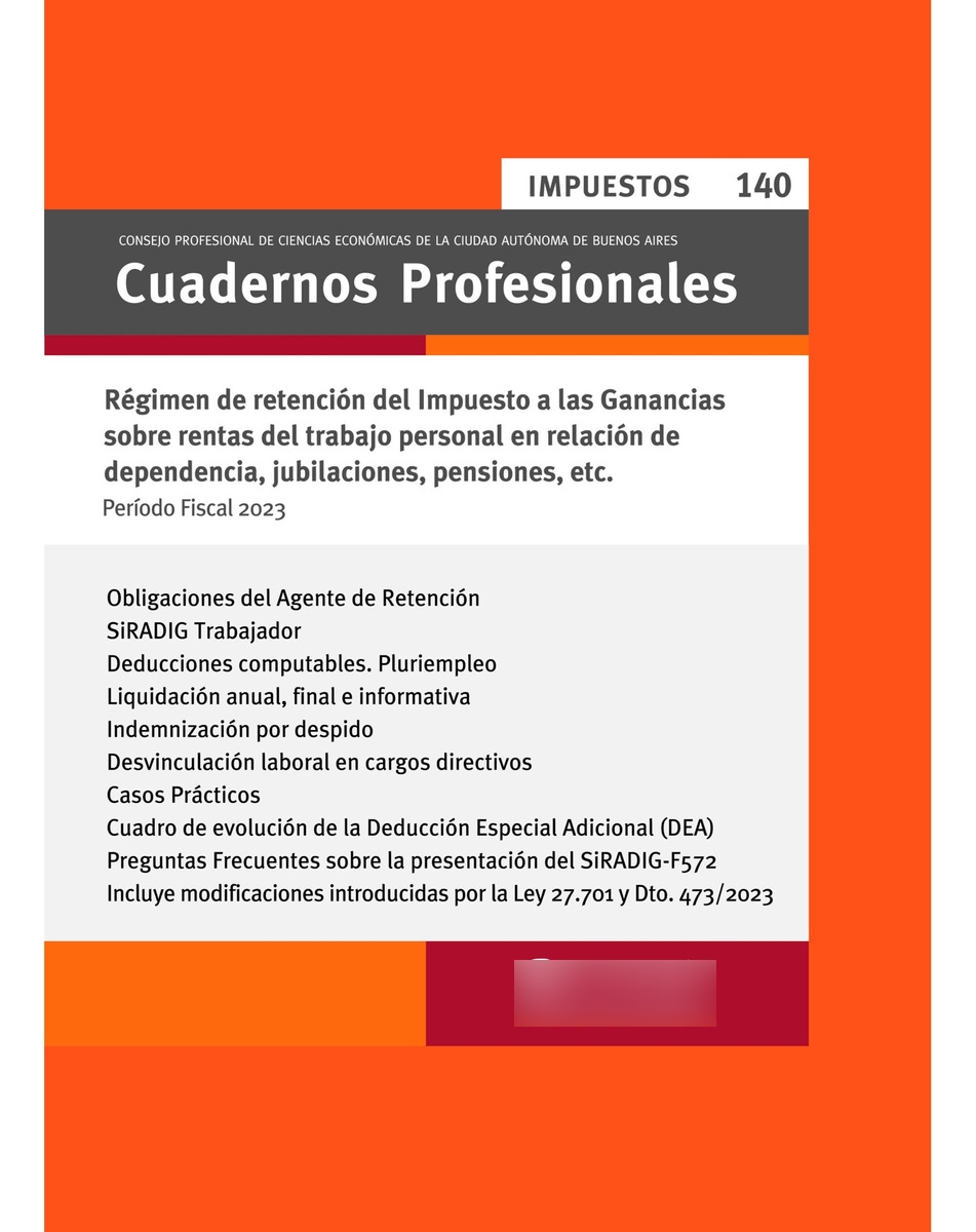 Cuadernos Profesionales N° 140 Regimen De Retencion Ganancia