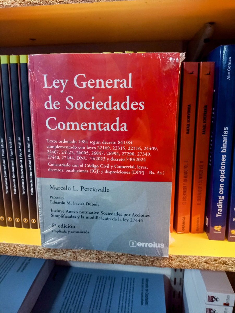 Ley General De Sociedades Comentada - Rústica - Erreius, De Perciavalle, Marcelo Luis. Editorial Errepar, Tapa Blanda, Edición 6° Ed En Español, 2024