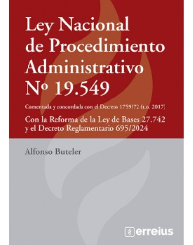 Ley Nacional De Procedimiento Administrativo N° 19.549, De Alfonso Buteler. Editorial Errepar, Tapa Blanda En Español, 2024